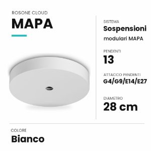 Ideal lux mapa rosone cloud per 13 pendenti g4/g9/e14/e27 28cm bianco