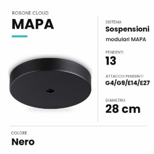 Ideal lux mapa rosone cloud per 13 pendenti g4/g9/e14/e27 28cm nero