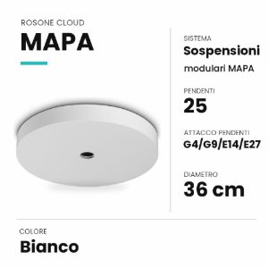 Ideal lux mapa rosone cloud per 25 pendenti g4/g9/e14/e27 36cm bianco