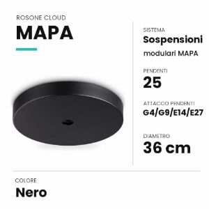 Ideal lux mapa rosone cloud per 25 pendenti g4/g9/e14/e27 36cm nero