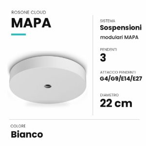 Ideal lux mapa rosone cloud per 3 pendenti g4/g9/e14/e27 22cm bianco
