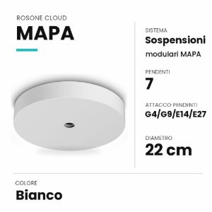 Ideal lux mapa rosone cloud per 7 pendenti g4/g9/e14/e27 22cm bianco