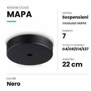 Ideal lux mapa rosone cloud per 7 pendenti g4/g9/e14/e27 22cm nero