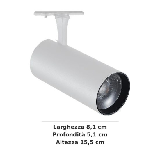 Ideal lux fox faretto per binario monofase orientabile led 8w 3000k cilindrico bianco