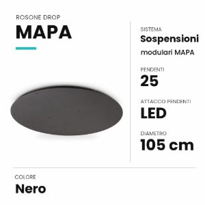 Ideal lux mapa rosone drop per 25 pendenti led 105cm nero