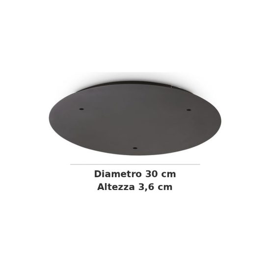 Ideal lux mapa rosone drop per 3 pendenti led 30cm nero