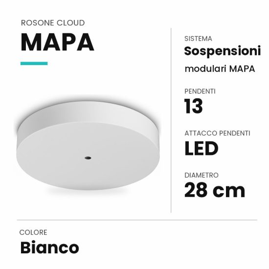 Ideal lux mapa rosone cloud per 13 pendenti led 28cm bianco