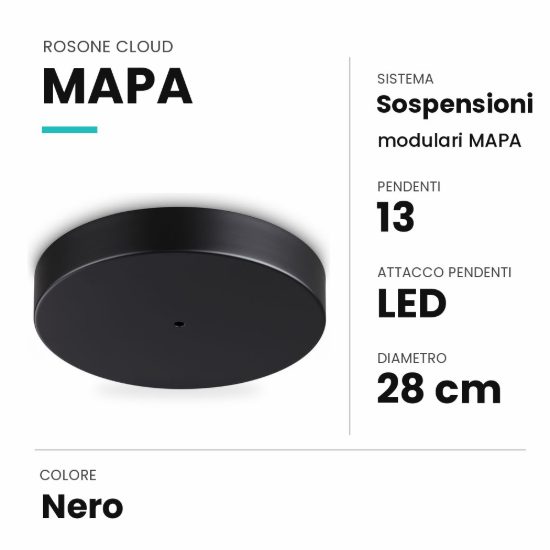 Ideal lux mapa rosone cloud per 13 pendenti led 28cm nero