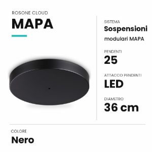 Ideal lux mapa rosone cloud per 25 pendenti led 36cm nero