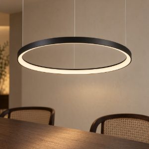 Ideal lux gemini lampadario ad anello led 56w 4000k 81cm per sala da pranzo moderno nero