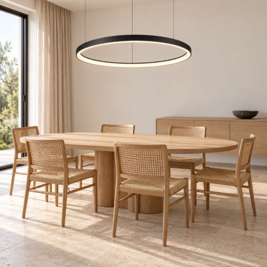 Ideal lux gemini lampadario ad anello led 56w 4000k 81cm per sala da pranzo moderno nero