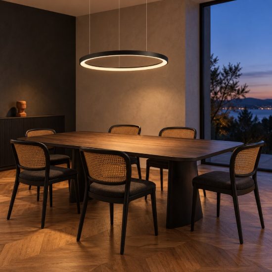 Ideal lux gemini lampadario ad anello led 56w 4000k 81cm per sala da pranzo moderno nero
