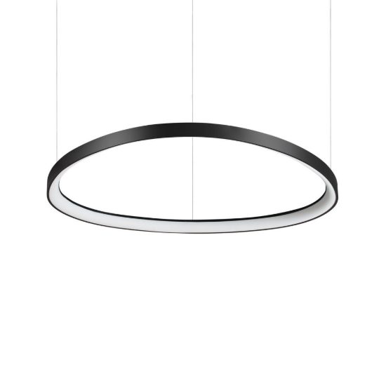 Ideal lux gemini lampadario ad anello led 56w 4000k 81cm per sala da pranzo moderno nero