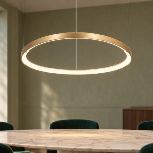Ideal lux gemini lampadario ad anello led 56w 4000k 81cm per sala da pranzo moderno ottone