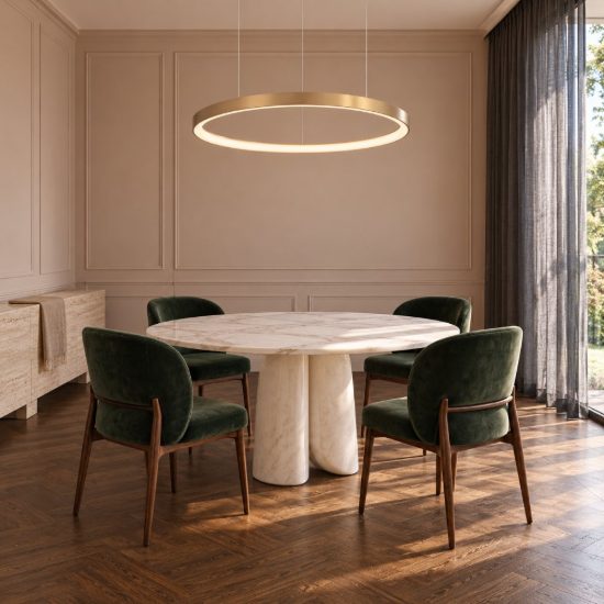 Ideal lux gemini lampadario ad anello led 56w 4000k 81cm per sala da pranzo moderno ottone