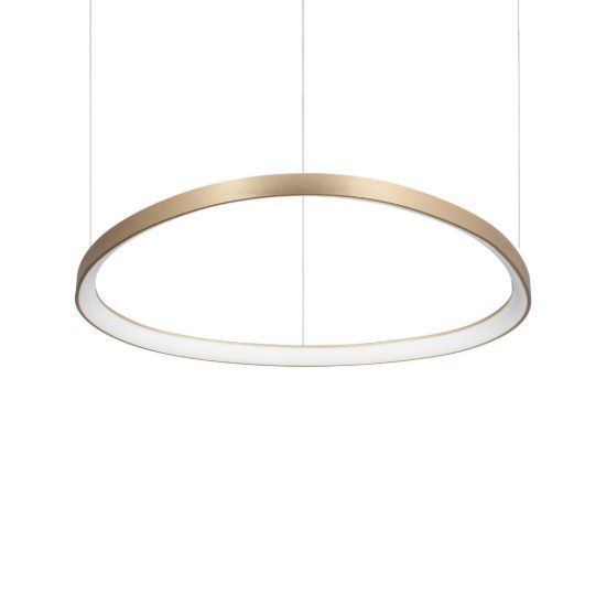 Ideal lux gemini lampadario ad anello led 56w 4000k 81cm per sala da pranzo moderno ottone