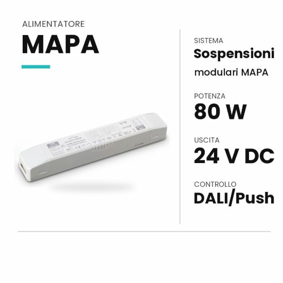Ideal lux mapa alimentatore dimmerabile dali/push 80w 24v per rosoni led cloud e drop