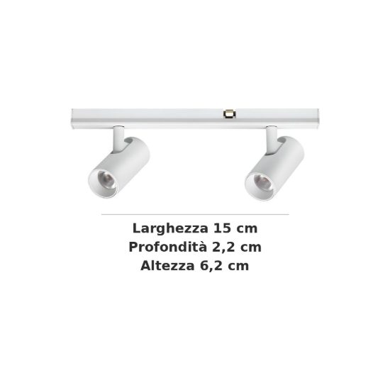 Ideal lux stick faretto doppio per binario magnetico 48v orientabile led 6w 3000k bianco