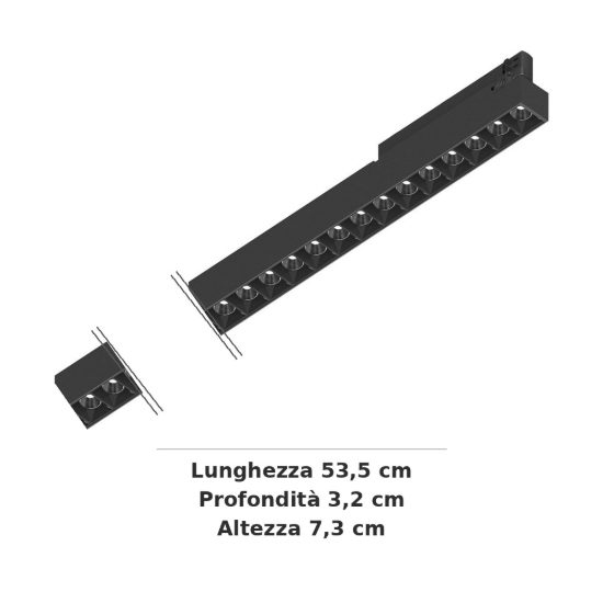 Ideal lux display lineare per binario trifase led 14w 4000k 53,5cm fascio stretto dali nero