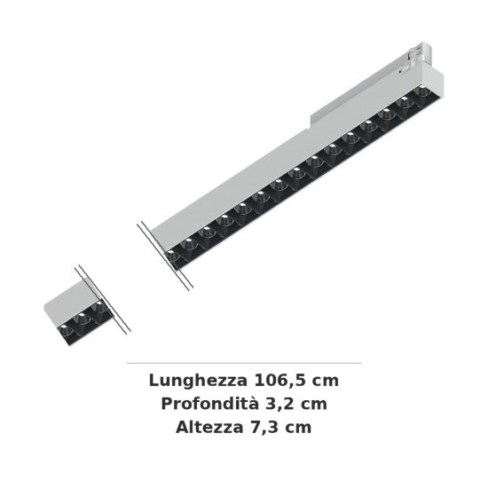 Ideal lux display lineare per binario trifase led 26w 4000k 106,5cm fascio stretto dali bianco