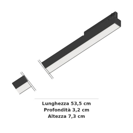 Ideal lux display lineare per binario trifase led 14w 3000k 53,5cm antiabbagliamento dali nero