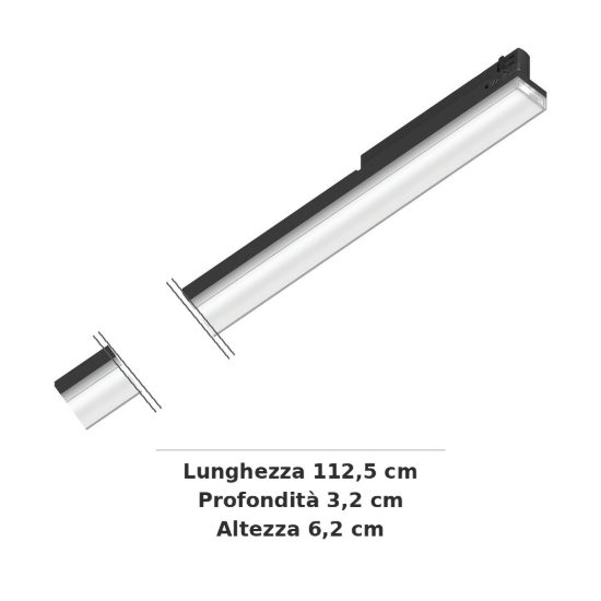 Ideal lux display lineare per binario trifase led 38w 4000k 112,5cm fascio largo dali nero