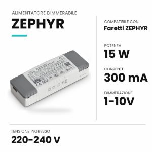 Ideal lux zephyr alimentatore dimmerabile 1-10v 15w 300ma per faretti da incasso