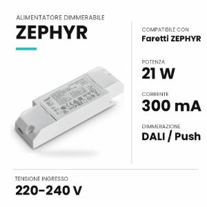 Ideal lux zephyr alimentatore dimmerabile dali push 21w 300ma per faretti da incasso