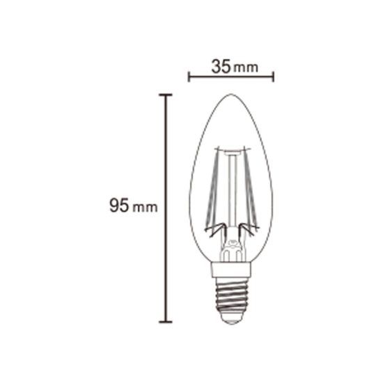 Lampadina led e14 a candela a filamento 4w 2700k trasparente