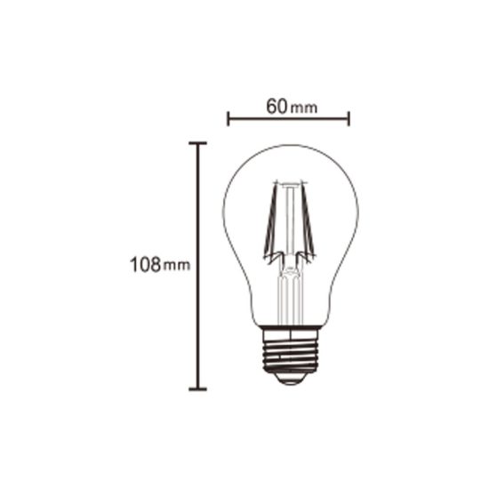 Lampadina led e27 a goccia a filamento 7w 2700k trasparente