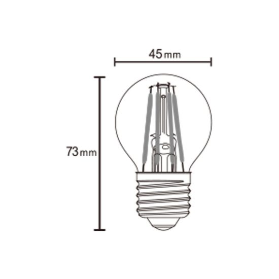 Lampadina led e27 a sfera a filamento 4w 2700k trasparente