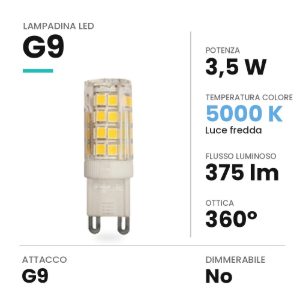 Lampadina led g9 a capsula 3,5w 5000k bianca