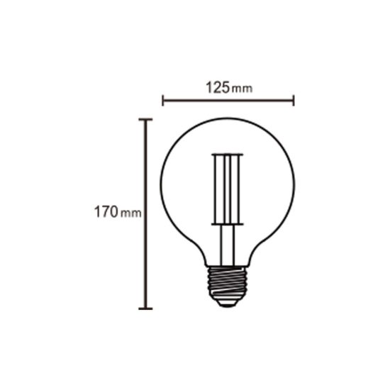 Lampadina led e27 a globo 12,5cm vintage a filamento 8w 2200k dimmerabile trasparente