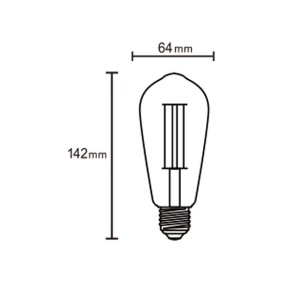 Lampadina led e27 edison st64 vintage a filamento 8w 2200k dimmerabile trasparente