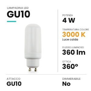 Lampadina led gu10 a pannocchia 4w 3000k bianca