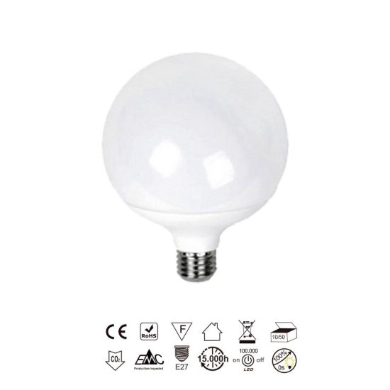 Lampadina led e27 a globo 12cm 20w 4000k bianca