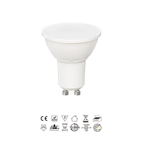 Lampadina led gu10 spot luce diffusa 6w 4000k bianca