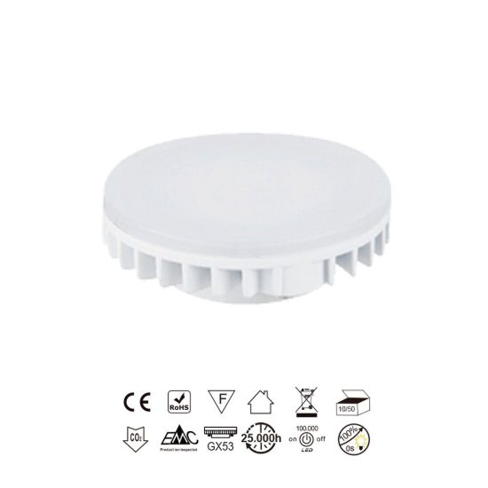 Lampadina led gx53 a disco 9w 4000k bianca