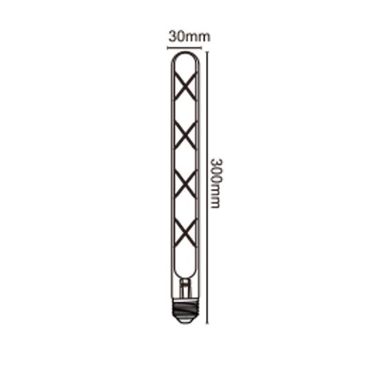 Lampadina led e27 tubolare 30cm vintage a filamento 7w 2400k ambrata
