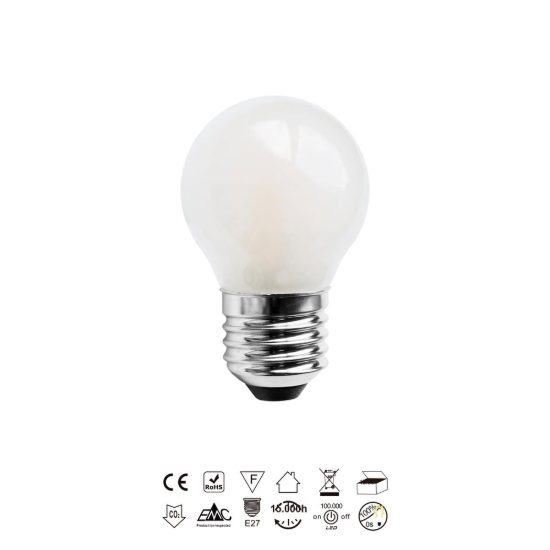 Lampadina led e27 a sfera opale 6,5w 3000k bianca
