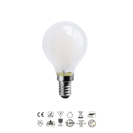 Lampadina led e14 a sfera opale 6,5w 4000k bianca