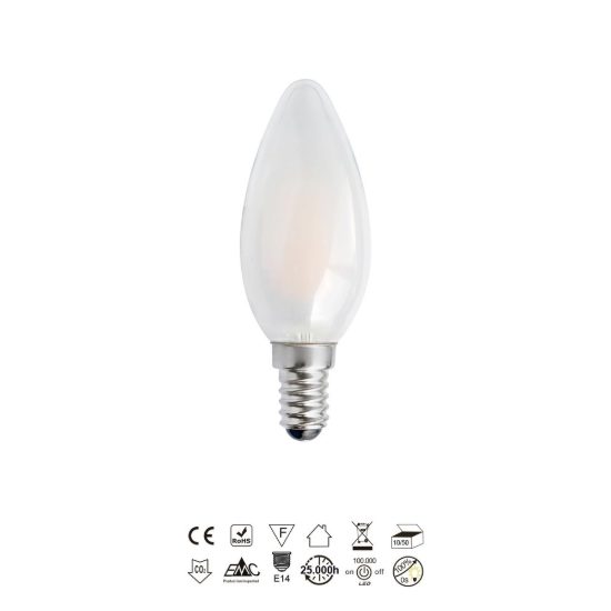 Lampadina led e14 a candela opale 4w 3000k bianca