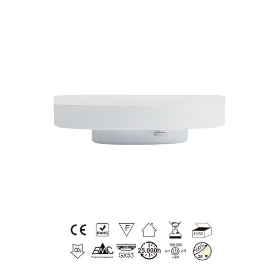 Lampadina led gx53 a disco 12w 3000k bianca