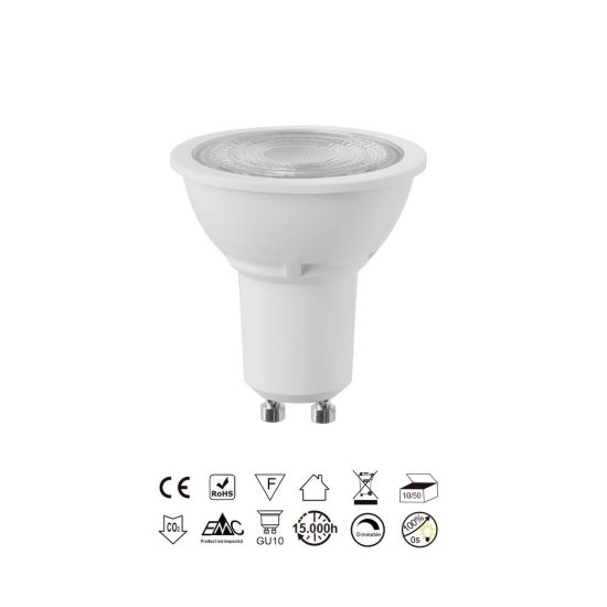 Lampadina led gu10 spot 7w 2700k dimmerabile bianca