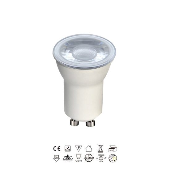 Lampadina led gu10 mini spot 35mm 4w 2700k bianca