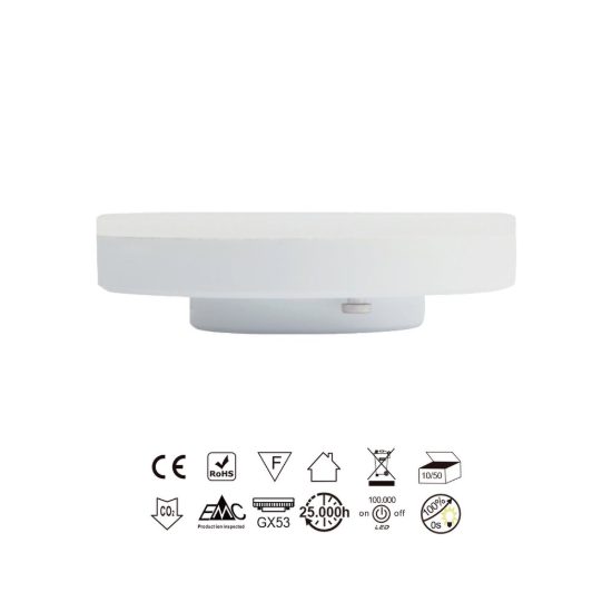 Lampadina led gx53 a disco 12w 2700k dimmerabile bianca