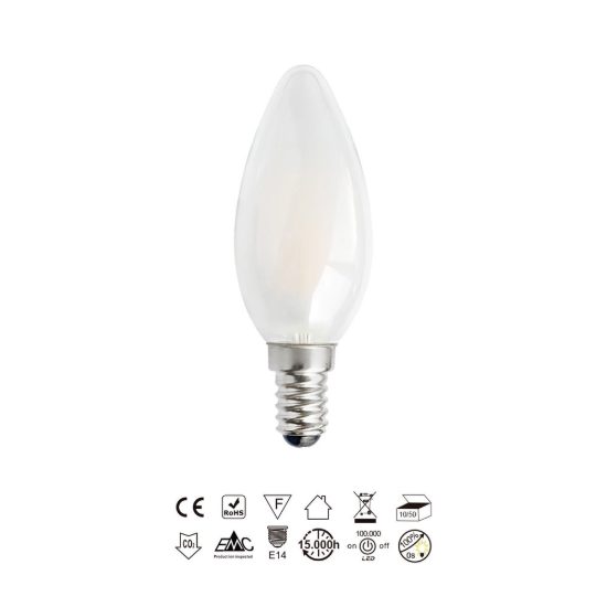 Lampadina led e14 a candela opale 4,5w 3000k dimmerabile bianca