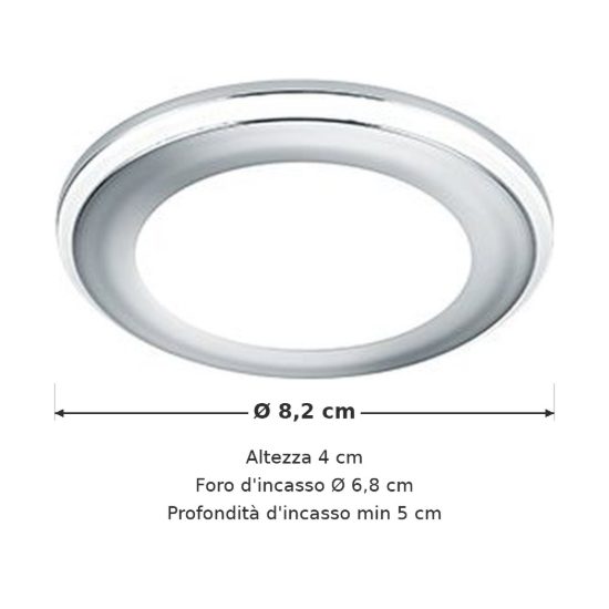 Faretto da incasso per cartongesso per soggiorno led 5w 3000k tripla accensione rotondo cromo