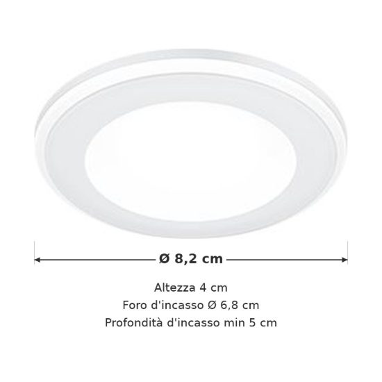 Faretto da incasso per cartongesso per salotto led 5w 3000k tripla accensione rotondo bianco opaco