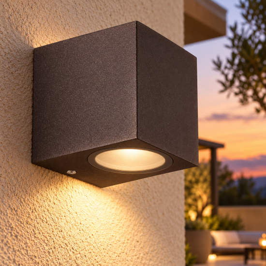 Applique da esterno gu10 corten ip54 squadrata